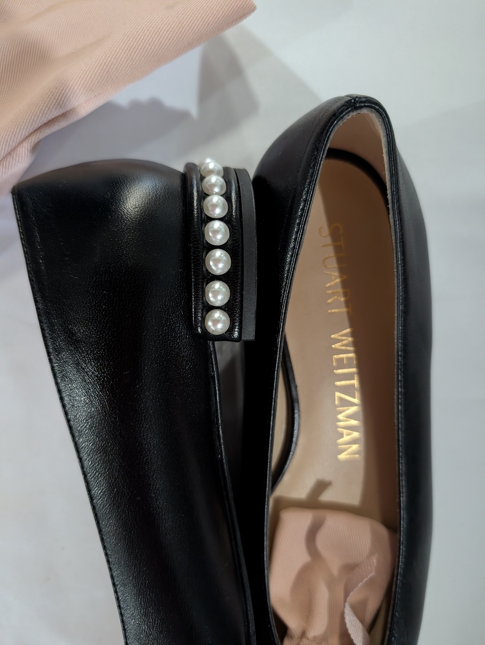 Stuart Weitzman Black Pearl Heel Leather Pumps – Like New